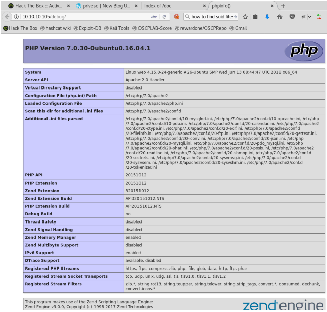 PHP Debug page